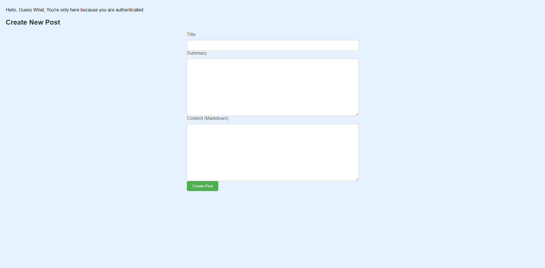 HTML form for users to create their posts