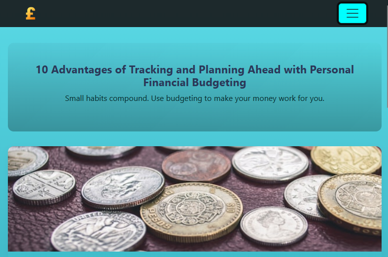 Screenshot of PennyWiser Budgeting App